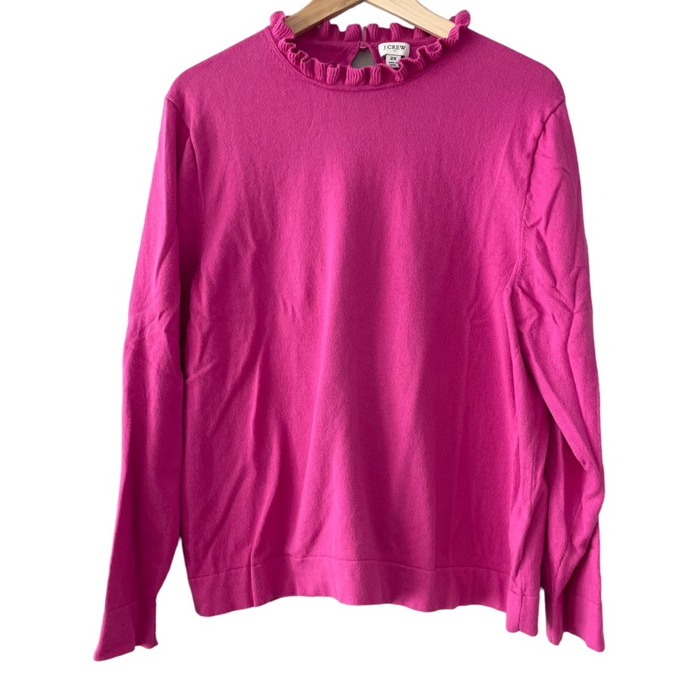 J. Crew Ruffleneck Pullover Sweater Women’s Size 2X Pink